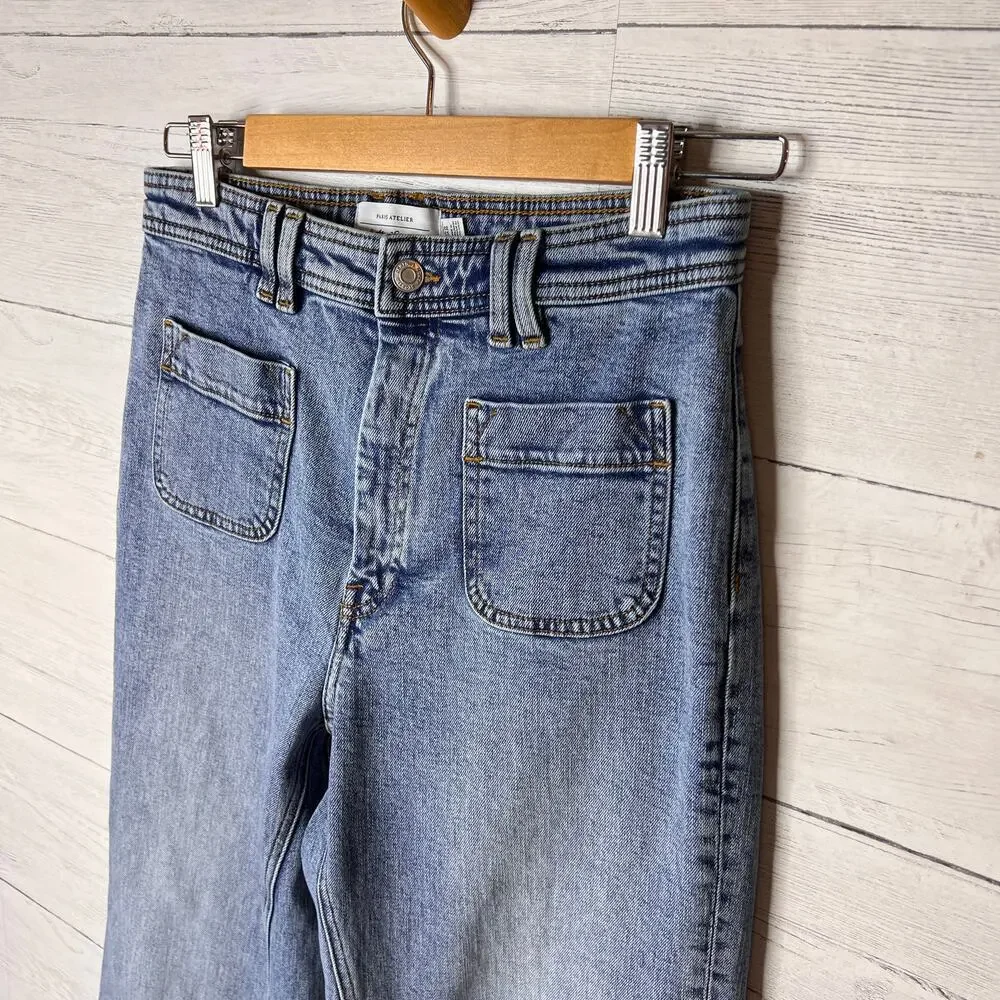 Paris Atelier & Other Stories Jeans Womens Size 29 Patch Pockets Wide Leg
